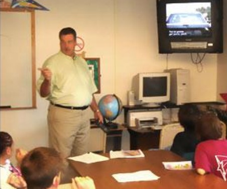 Brent Behrens teaching in his classroom.