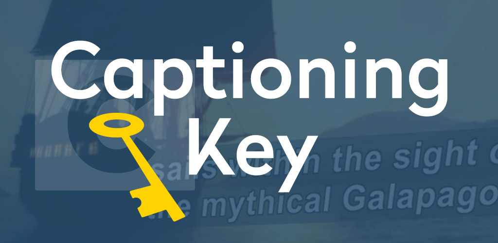 Captioning Key logo. Image of yellow skeleton key.