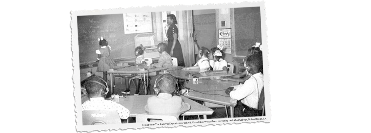 Vintage classroom photo of Louisiana School for the Black Deaf and Blind