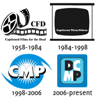 Logos for Captioned Films for the Deaf, Captioned Films/Videos, Captioned Media Program, and Described and Captioned Media Program
