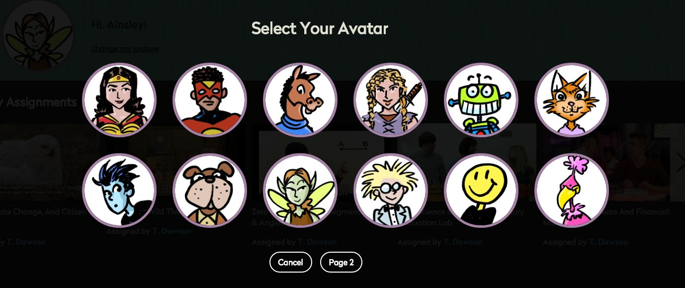 Several cartoon avatars.