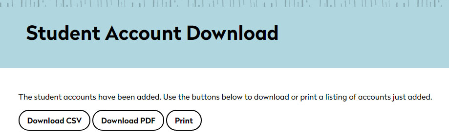 student account download screenshot with buttons to download.
