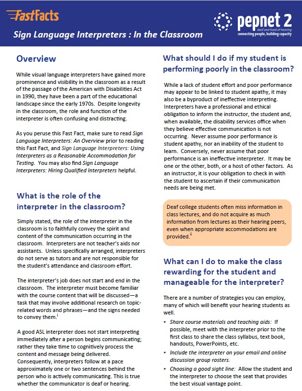 Sign Language Interpreters: In the Classroom