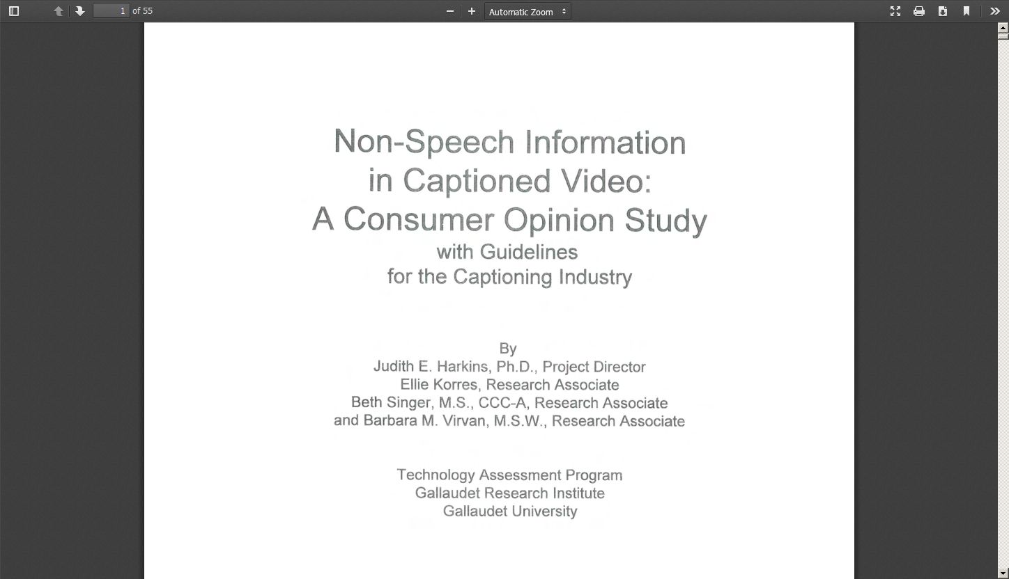 Non-Speech Information in Captioned Video: A Consumer Opinion Study