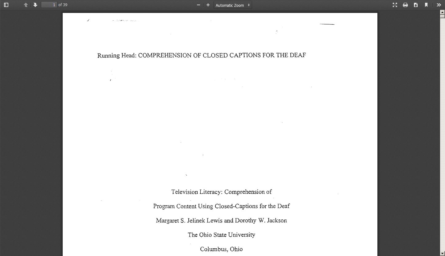Television Literacy: Comprehension of Program Content Using Closed Captions for the Deaf