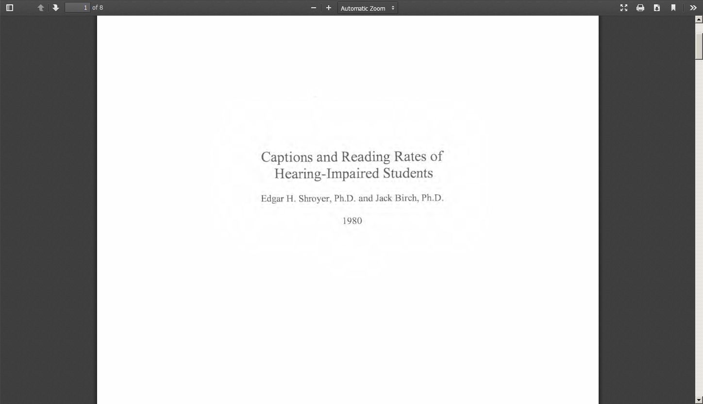 Captions and Reading Rates of Hearing Impaired Students