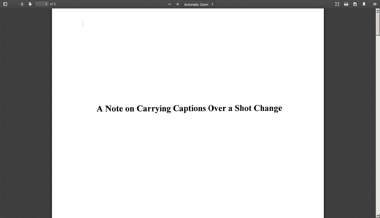 Image from: A Note on Carrying Captions Over a Shot Change
