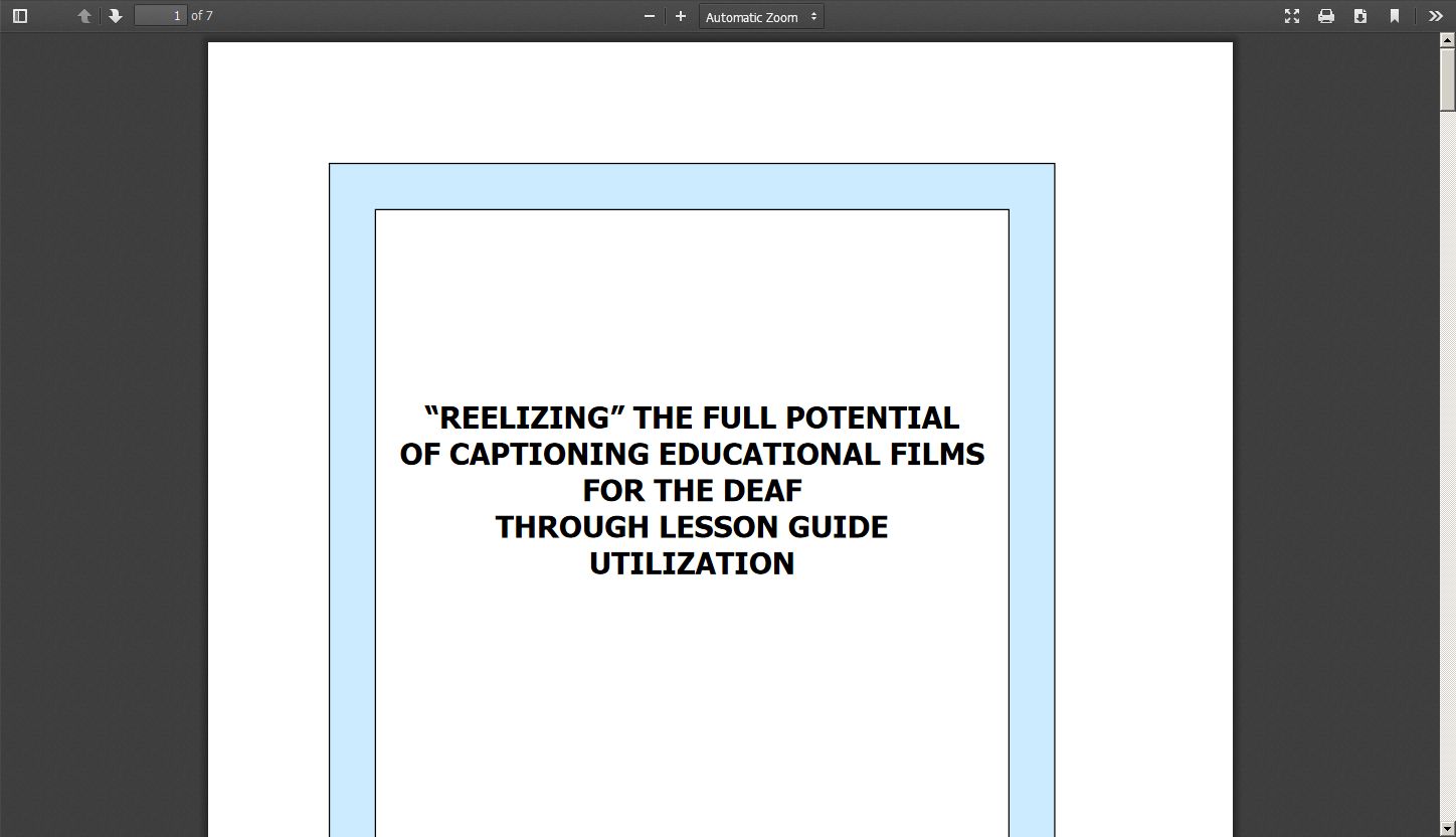 "Reelizing" the Full Potential of Captioning Educational Films for the Deaf Through Lesson Guide Utilization