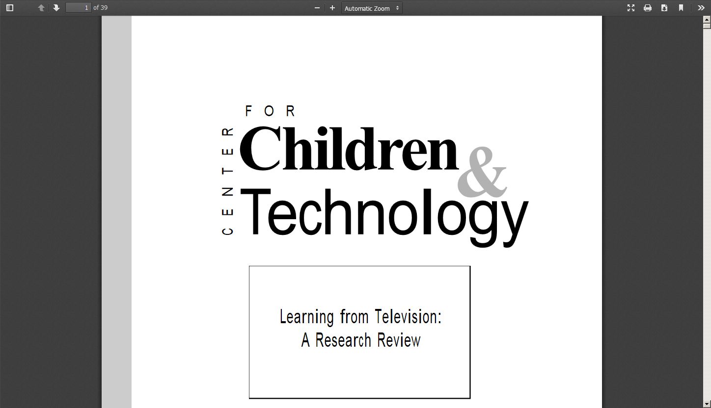 Image from: Learning from Television: A Research Review