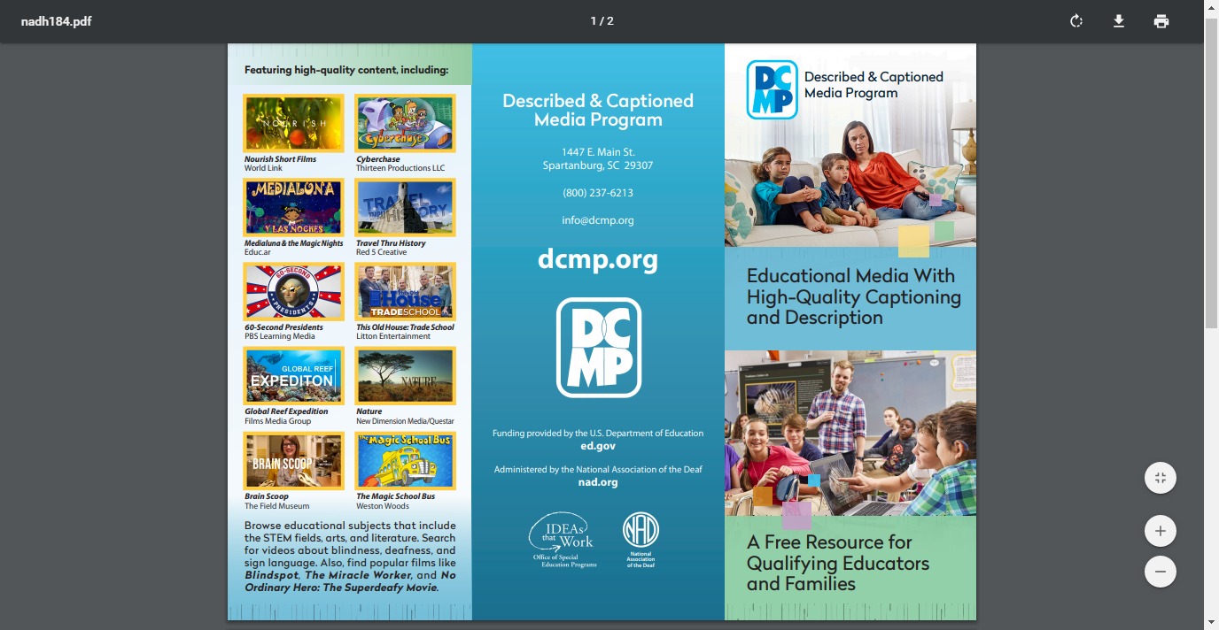 Image from: Described and Captioned Media Program Brochure
