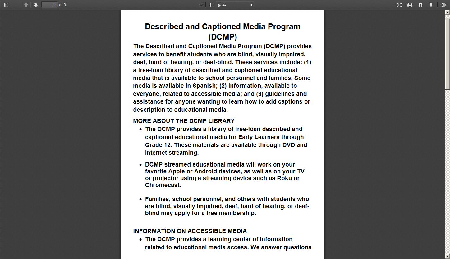 Described and Captioned Media Program Large Print Brochure