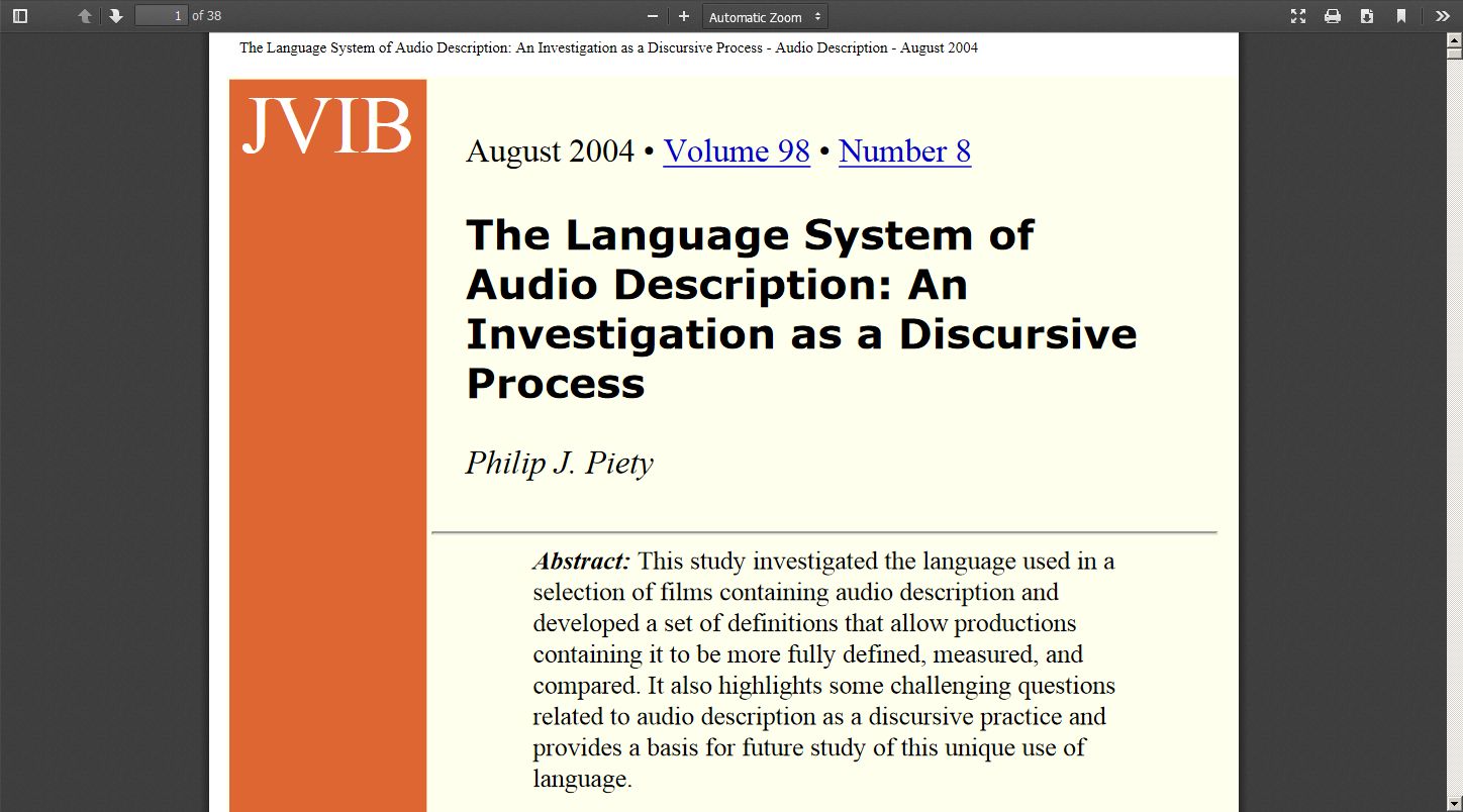 Image from: The Language System of Audio Description: An Investigation as a Discursive Process