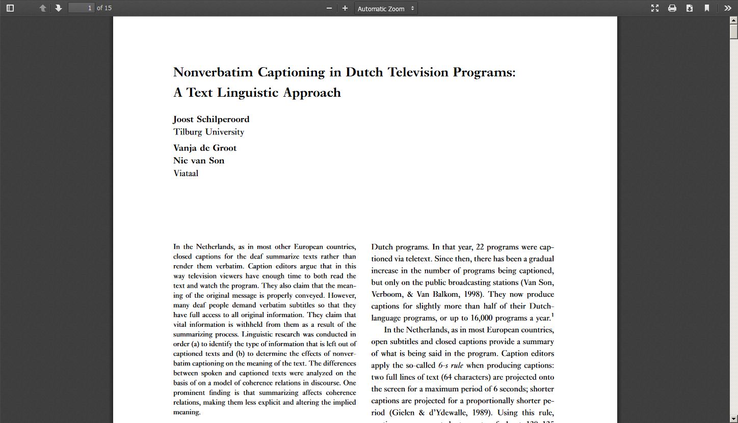 Nonverbatim Captioning in Dutch Television Programs: A Text Linguistic Approach