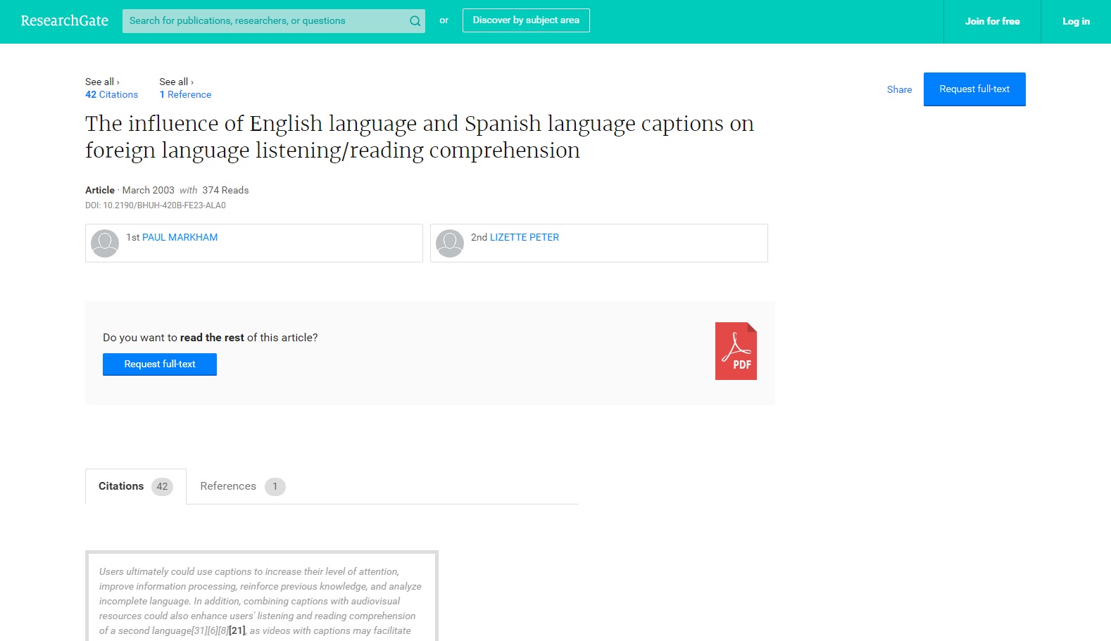 Image from: The Influence of English Language and Spanish Language Captions on Foreign Language Listening/Reading Comprehension