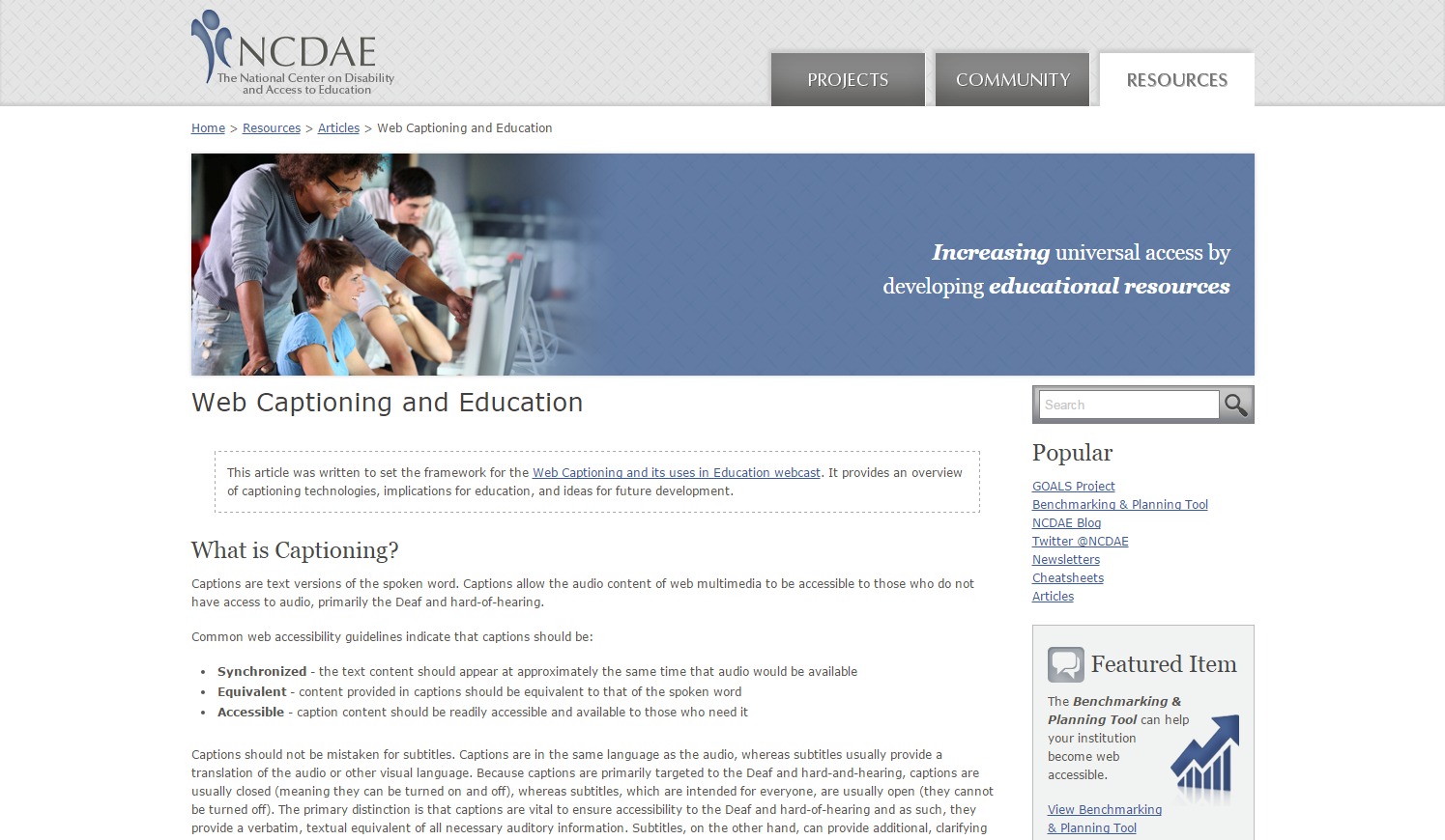 Web Captioning and Education