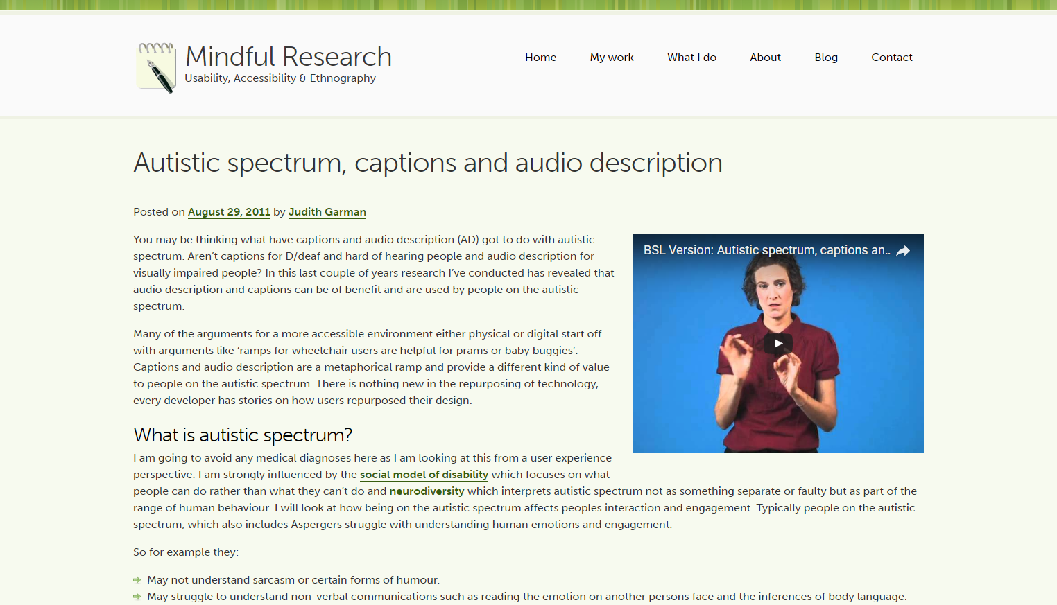 Autistic Spectrum, Captions and Audio Description