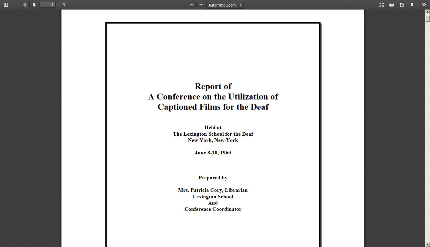 Report of a Conference on the Utilization of Captioned Films for the Deaf