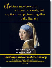 captions and pictures together build literacy poster
