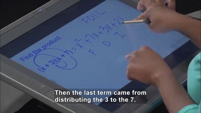 Still image from Welcome to Algebra I: Products of a Binomial and a Trinomial