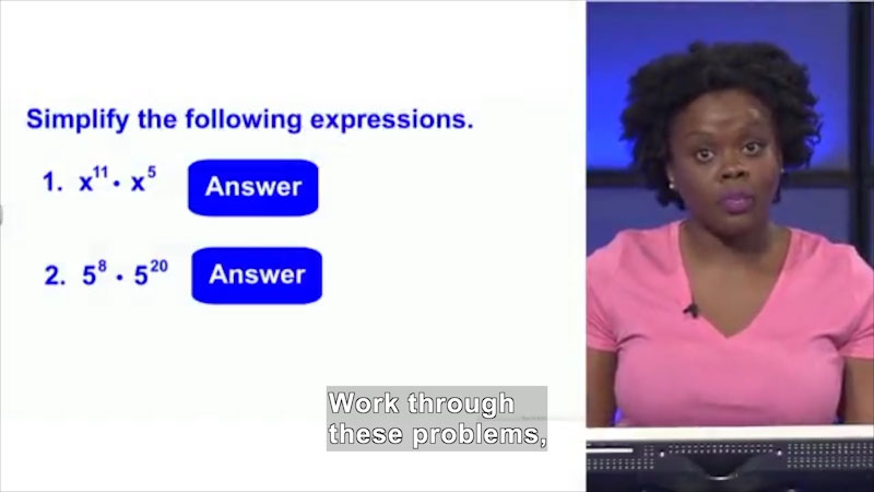Still image from Welcome to Algebra I: Product of Powers