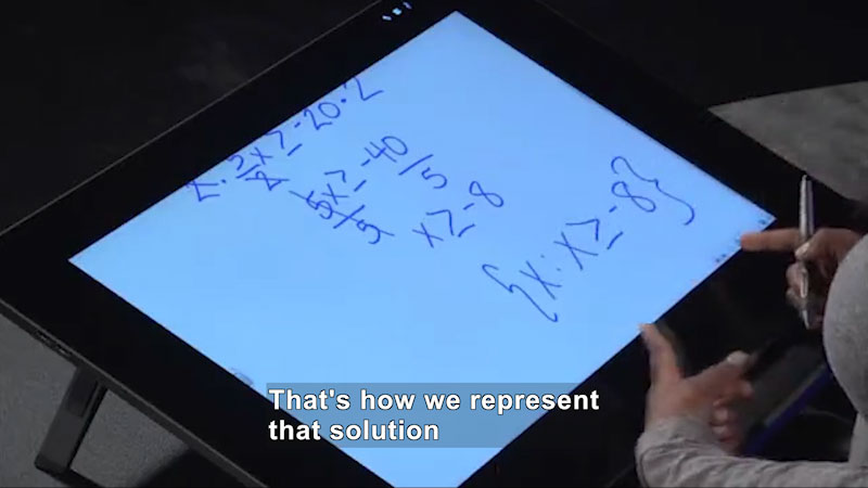 Still image from Welcome to Algebra I: Solving Multistep Linear Inequalities Algebraically