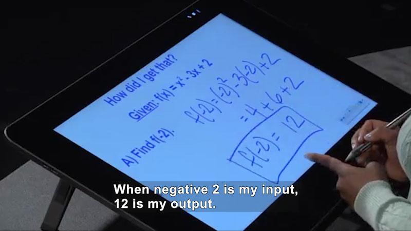 Still image from Welcome to Algebra I: Finding Values for Elements in the Domain of Quadratic Functions