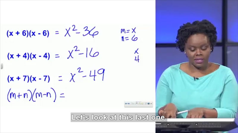 Still image from Welcome to Algebra I: Special Products