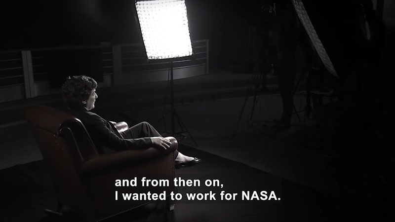 Woman speaking. Caption: and from then on, I wanted to work for NASA.