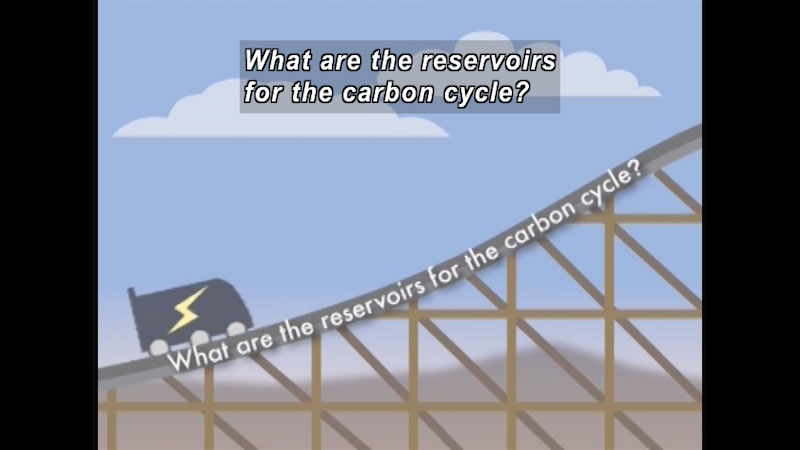 Cart ascending roller coaster track. Caption: What are the reservoirs for the carbon cycle?