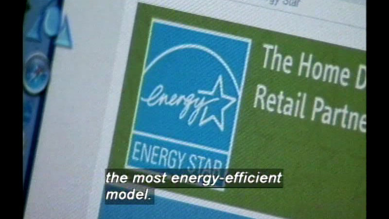 Screenshot focused on Energy Star logo. Caption: the most energy-efficient model.