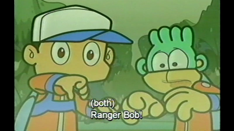 Cartoon of two characters, eyes wide. Caption: (both) Ranger Bob!