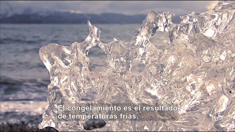 Still image from Science Video Vocab: Freeze (Spanish)