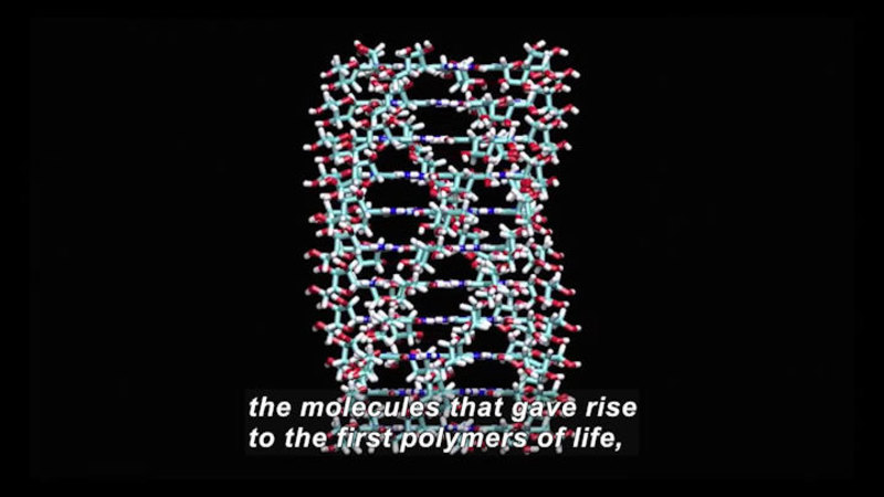 3D model of the connection of polymers. Caption: the molecules that gave rise to the first polymers of life,